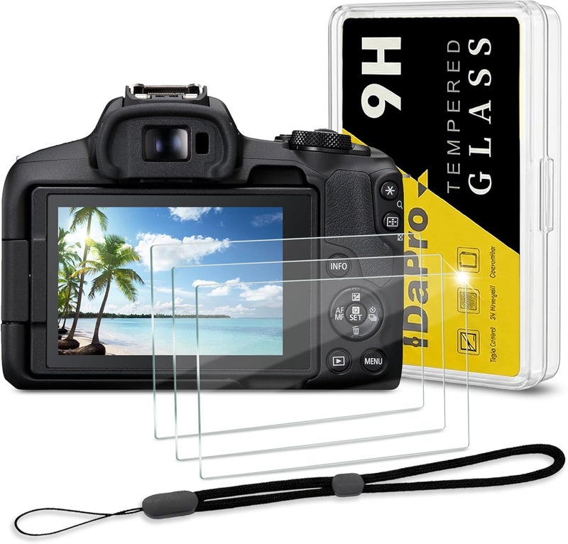 iDaPro Screen Protector for Canon EOS R50 / EOS R8 + Hand Lanyard [3+1 Pack] Tempered Glass Easy Installation - Image 1